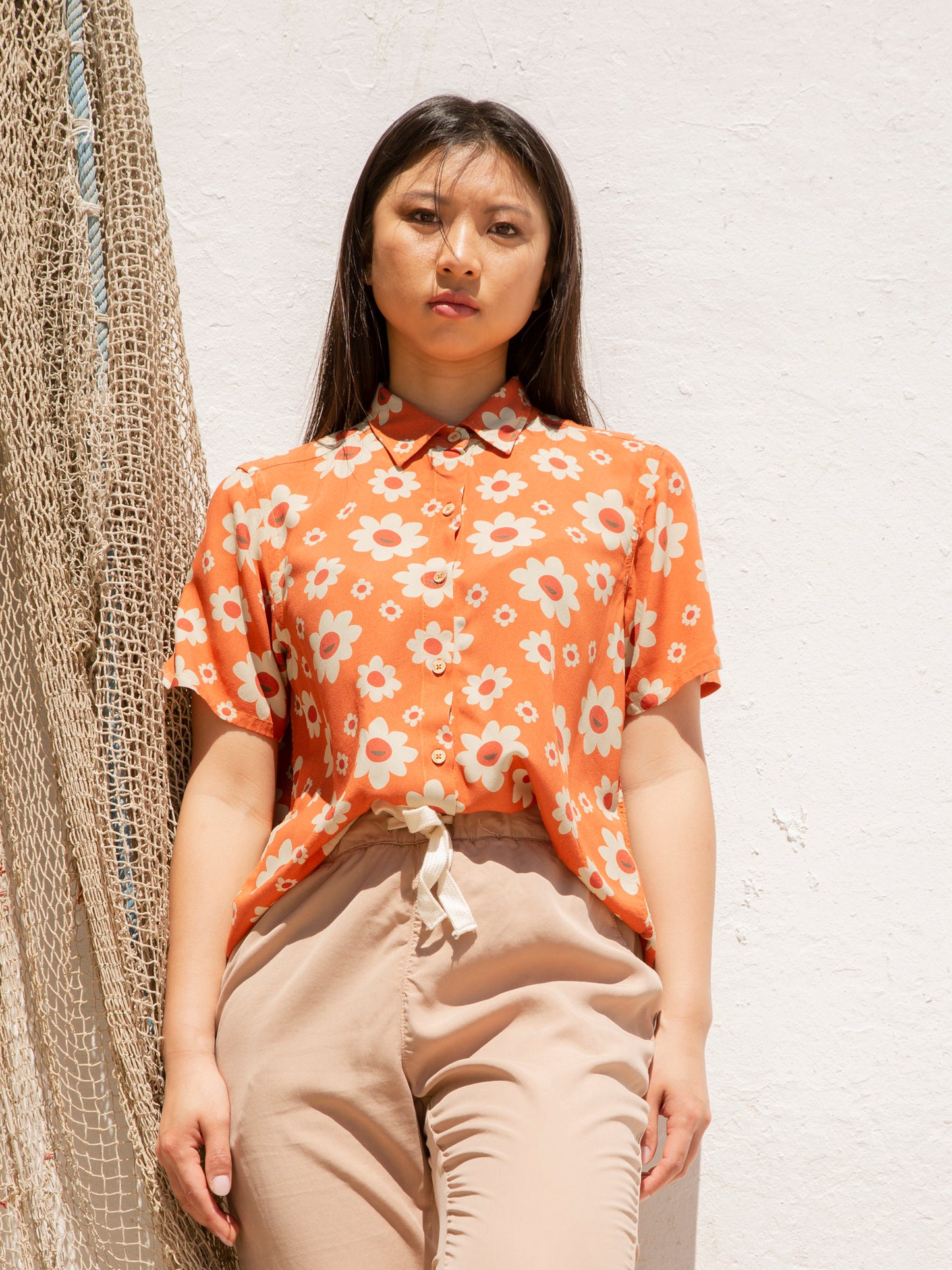 CAMISA DE MUJER LUCINDA ORANGE FLOWERS