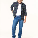 MEN'S SLIM JEANS FLAMINGO DARK USED BLUE ORGANIC COTTON