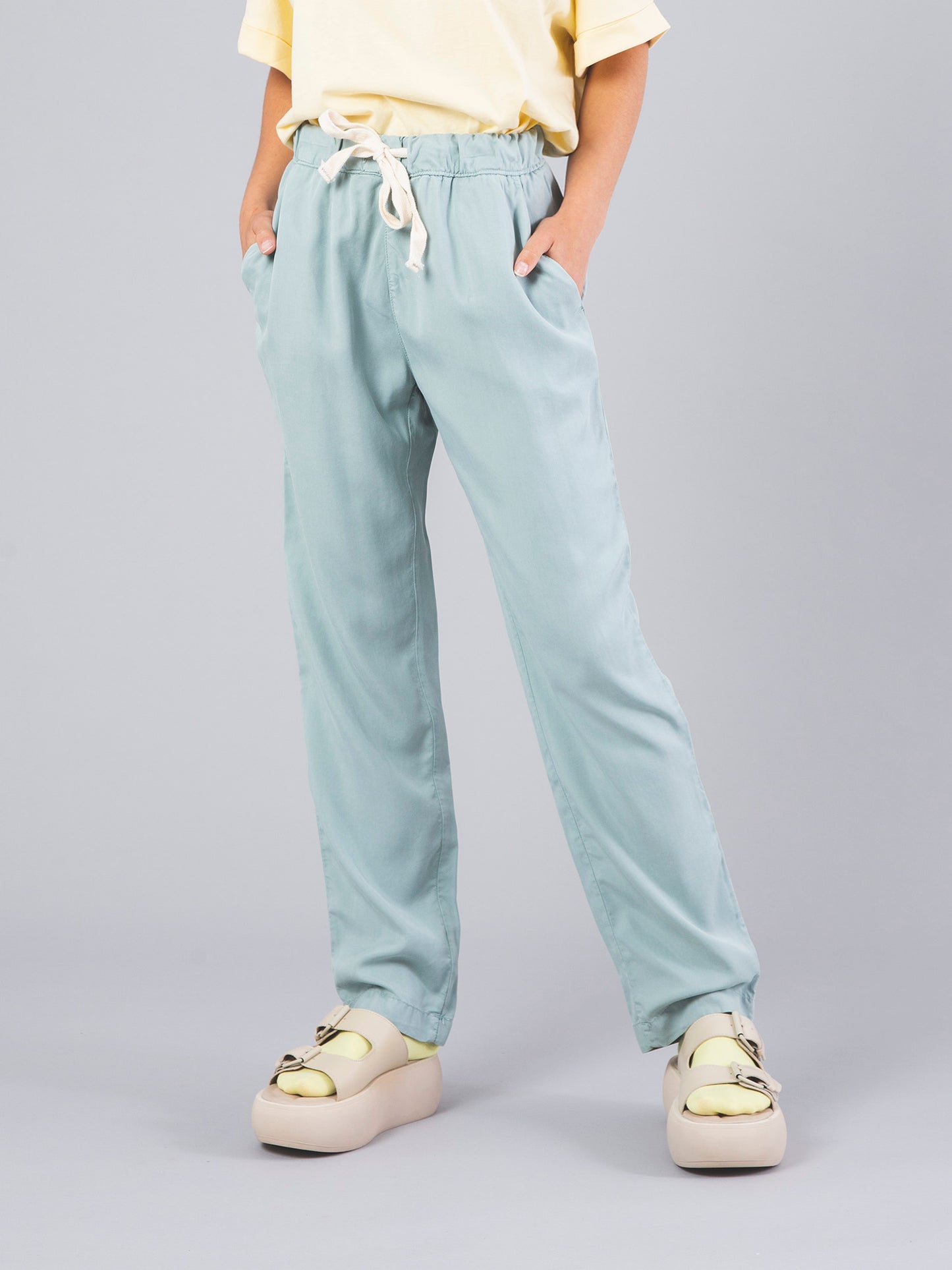 PANTALONES DE TENCEL KIM AQUA GREY