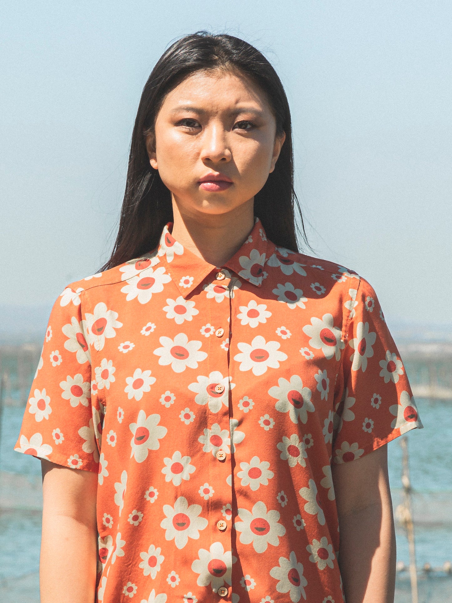 CAMISA DE MUJER LUCINDA ORANGE FLOWERS