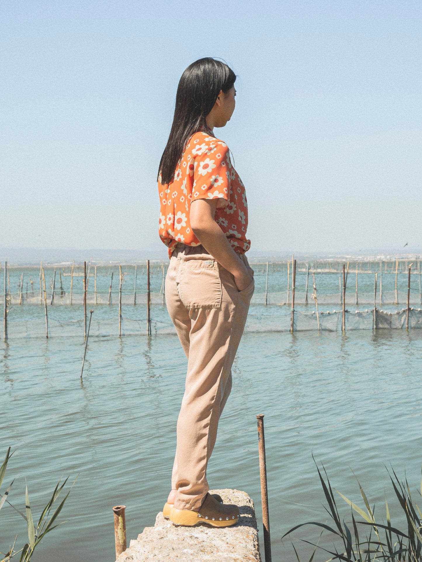 CAMISA DE MUJER LUCINDA ORANGE FLOWERS