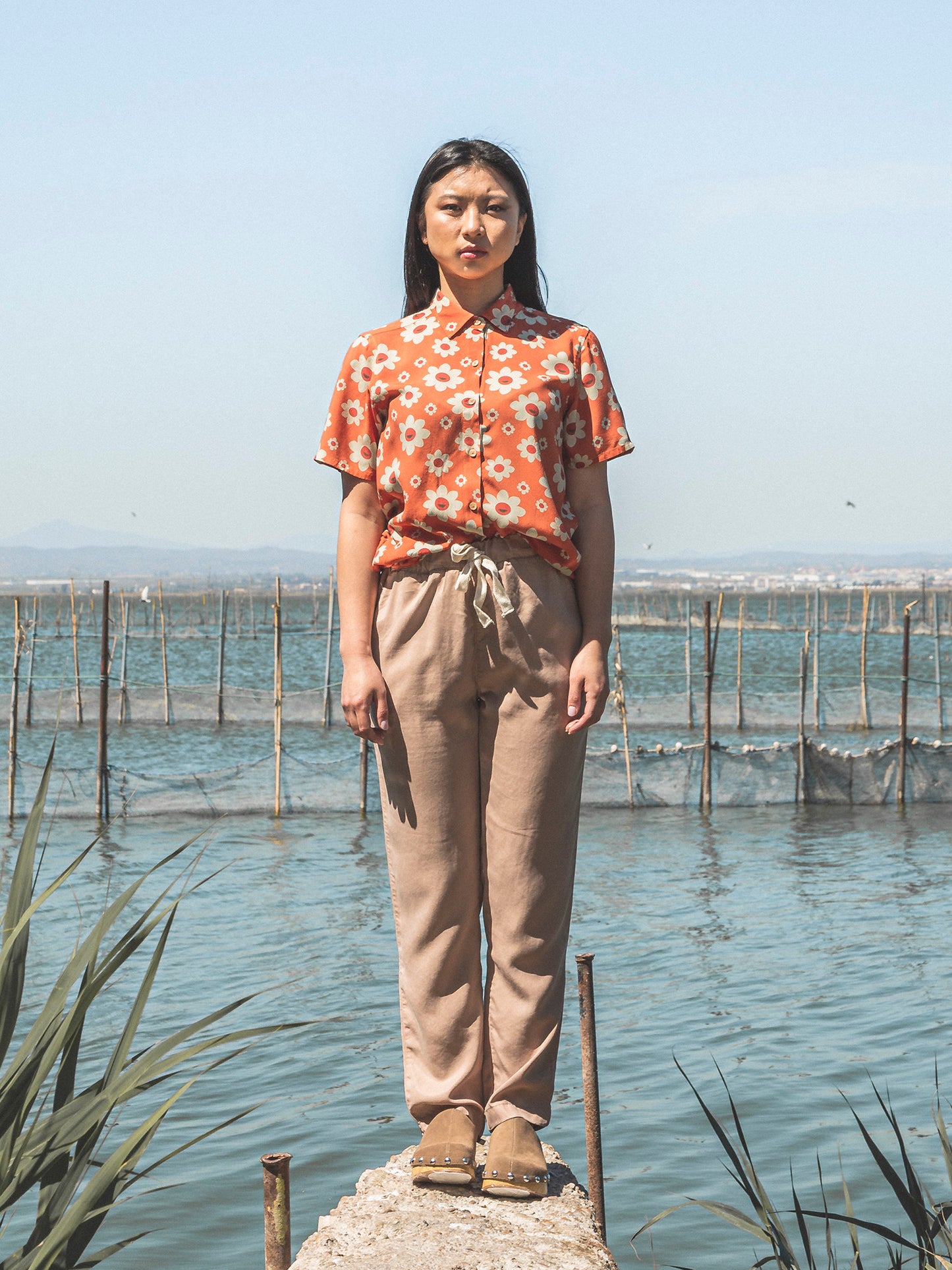CAMISA DE MUJER LUCINDA ORANGE FLOWERS
