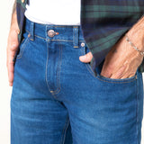 MEN'S SLIM JEANS FLAMINGO DARK USED BLUE ORGANIC COTTON