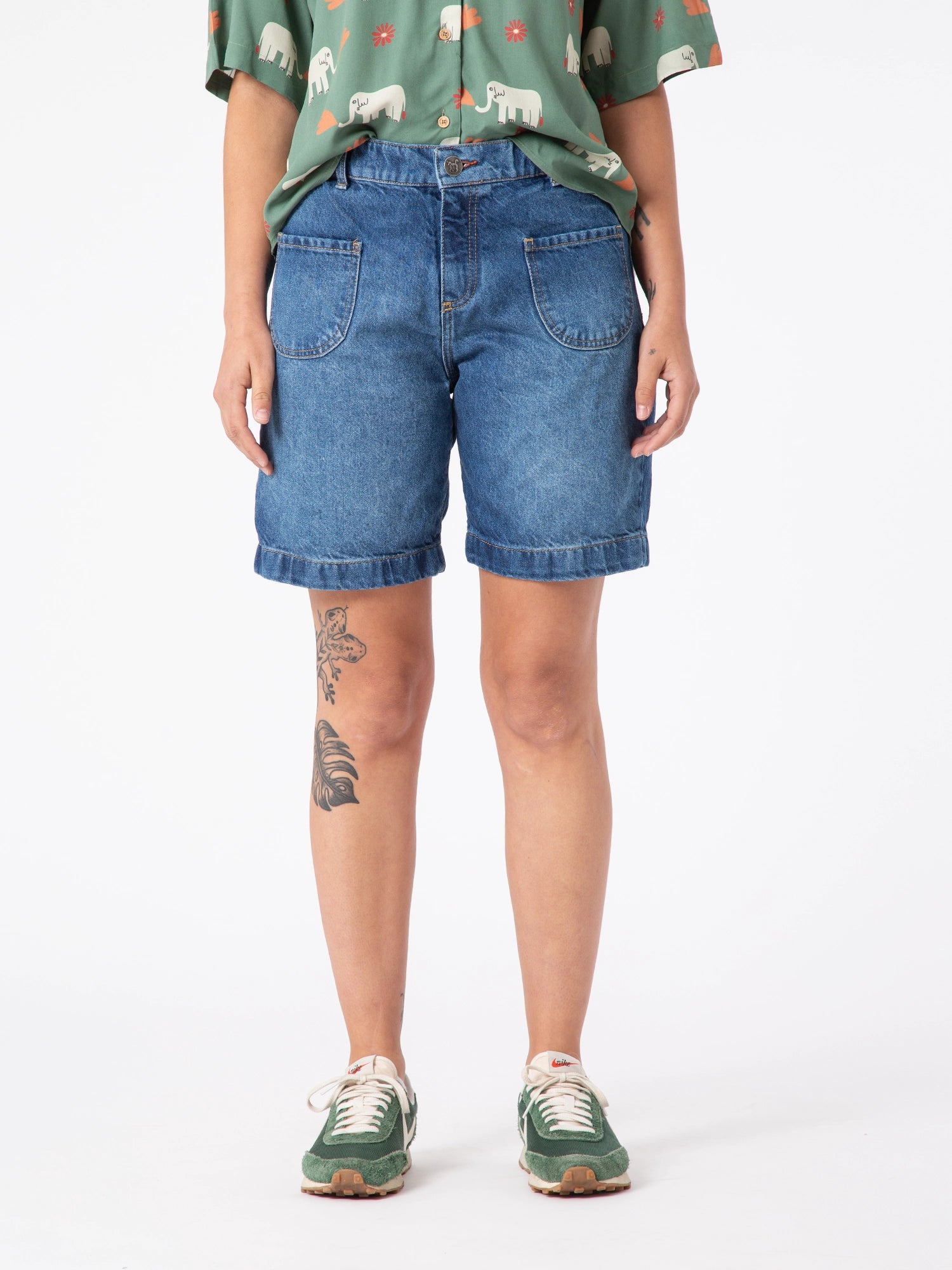 BERMUDAS VAQUERAS DE MUJER MAZZY MID BLUE – capitandenim