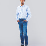 BLUE WESTERN BUFFALO ORGANIC COTTON SHIRT
