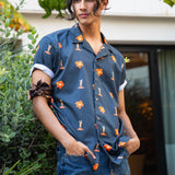 CAMISA CALYPSO DARK BLUE FLOWERS