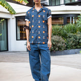 CAMISA CALYPSO DARK BLUE FLOWERS