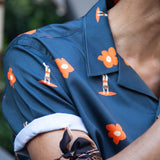 CAMISA CALYPSO DARK BLUE FLOWERS