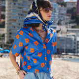 HARVEY BLUE FLOWERS WOMEN'S OVERSIZED SHIRT