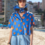 HARVEY BLUE FLOWERS WOMEN'S OVERSIZED SHIRT