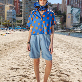 HARVEY BLUE FLOWERS WOMEN'S OVERSIZED SHIRT