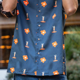 CAMISA CALYPSO DARK BLUE FLOWERS