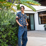 CAMISA CALYPSO DARK BLUE FLOWERS