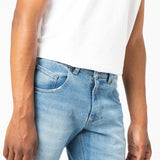 MEN'S SLIM DENIM PANTS FLAMINGO LIGHT BLUE ORGANIC COTTON