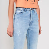 BRUNETA WOMEN'S SLIM JEANS RIPPED SUNNY BLUE