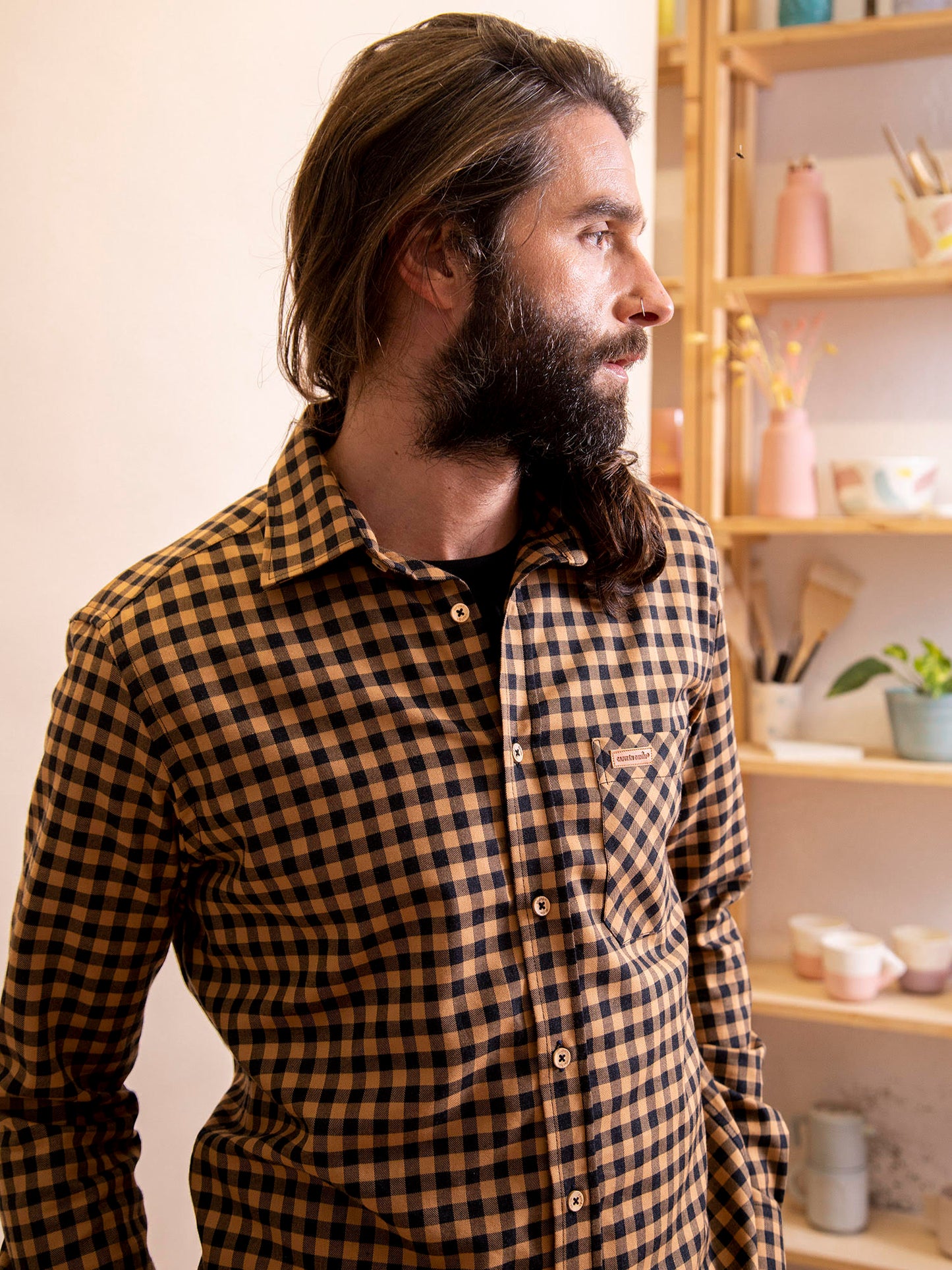 CAMISA FURAY CUADRO MARRON Y NEGRO