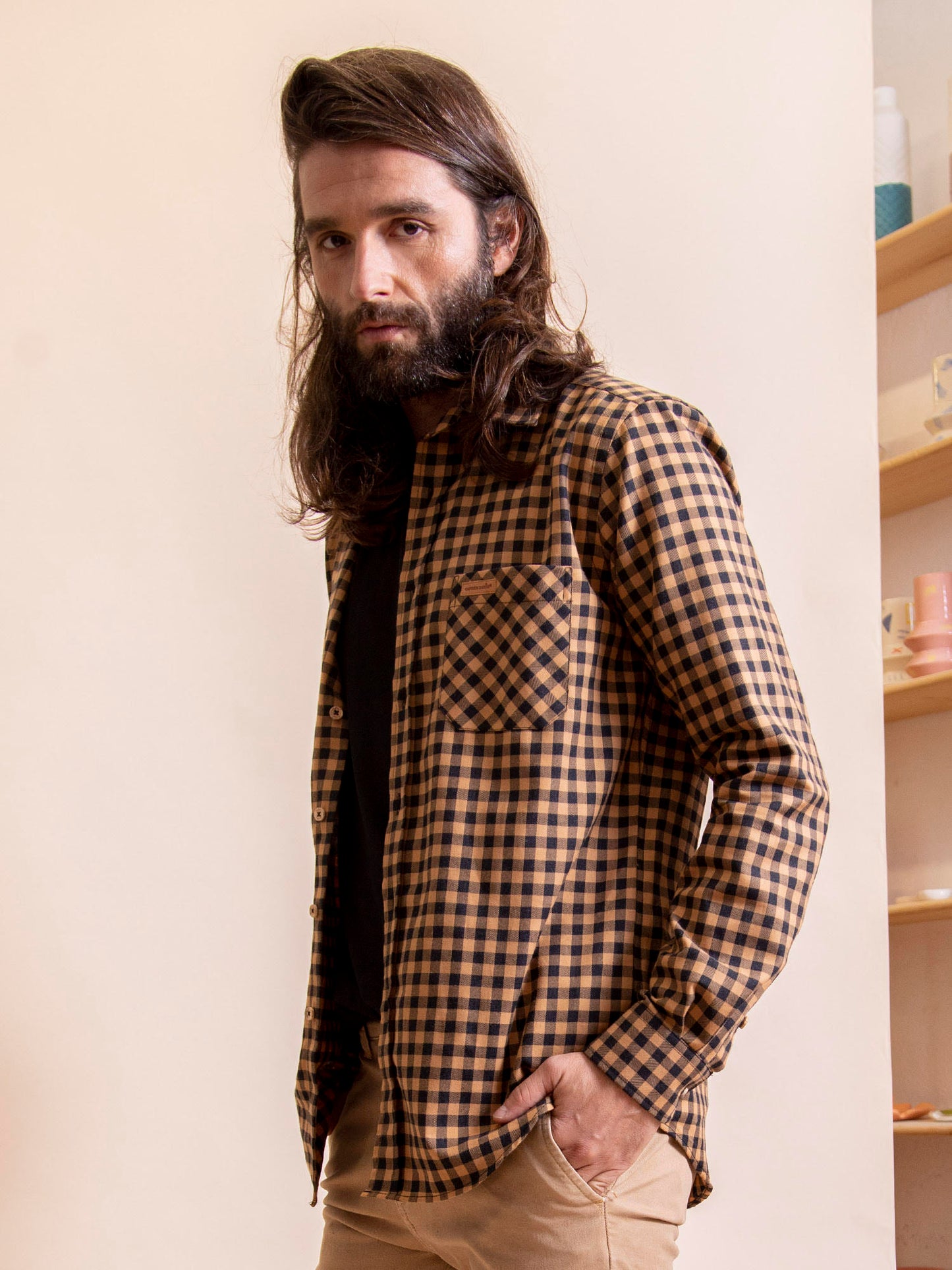 CAMISA FURAY CUADRO MARRON Y NEGRO