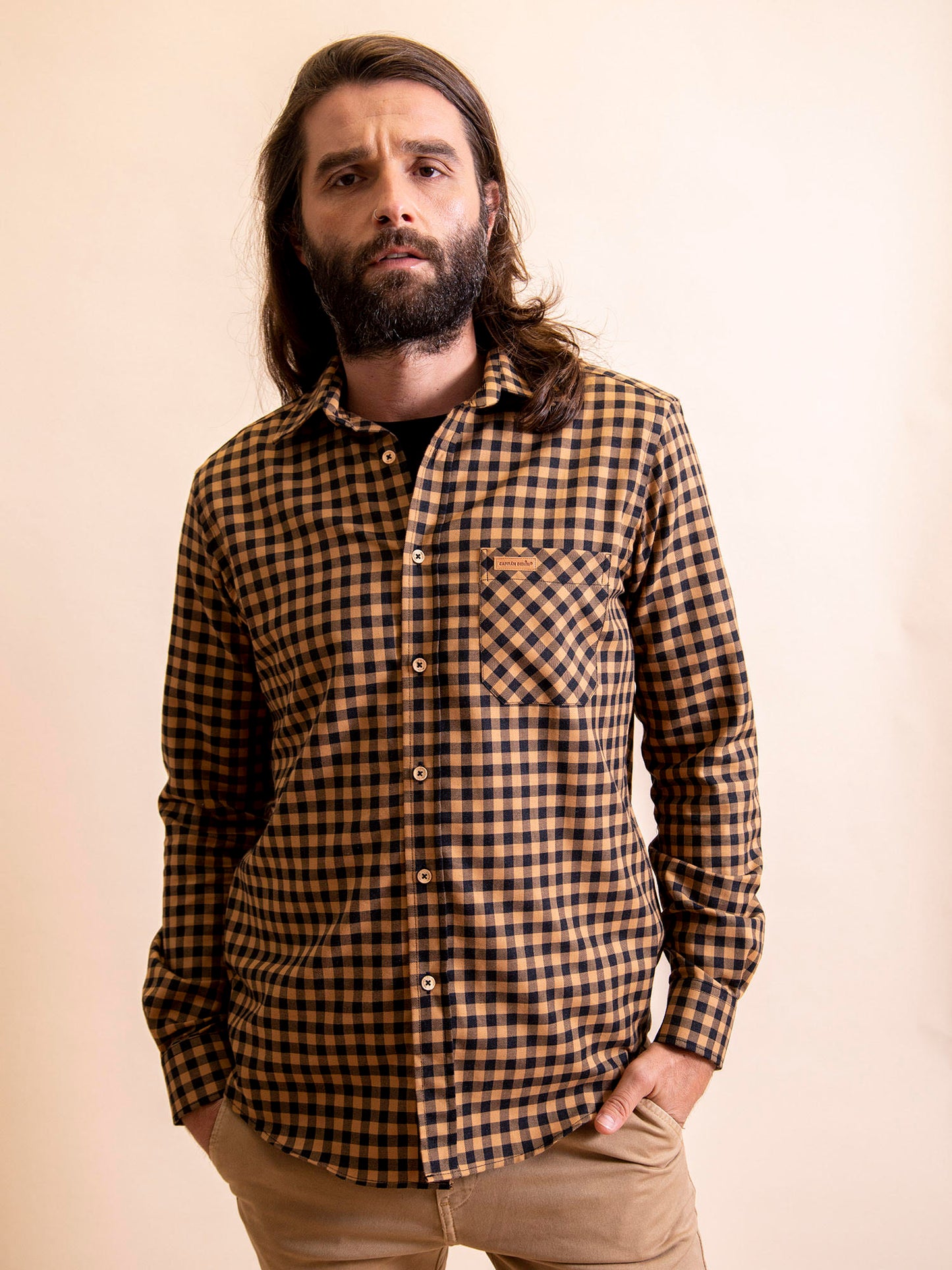 CAMISA FURAY CUADRO MARRON Y NEGRO