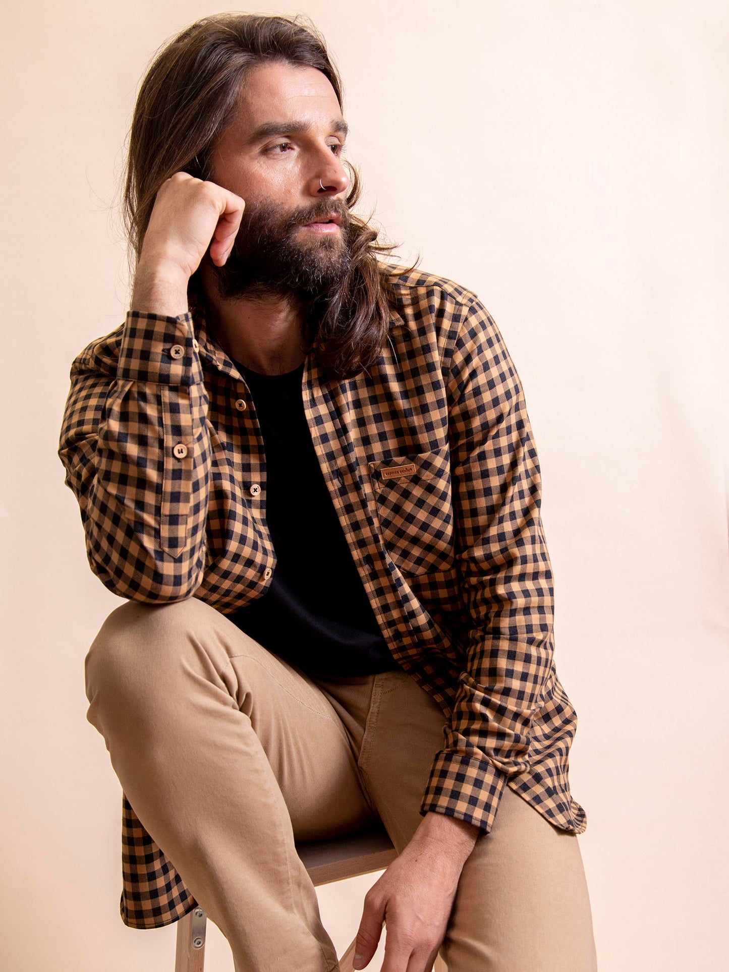 CAMISA FURAY CUADRO MARRON Y NEGRO