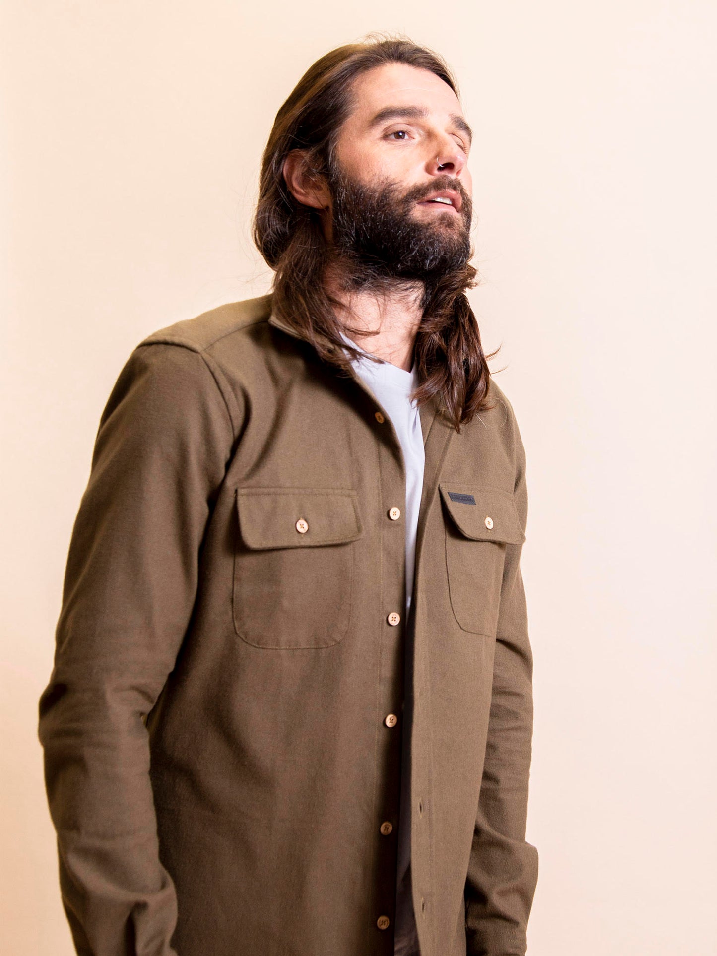 CAMISA WORKER BUFALO FRANELA VERDE