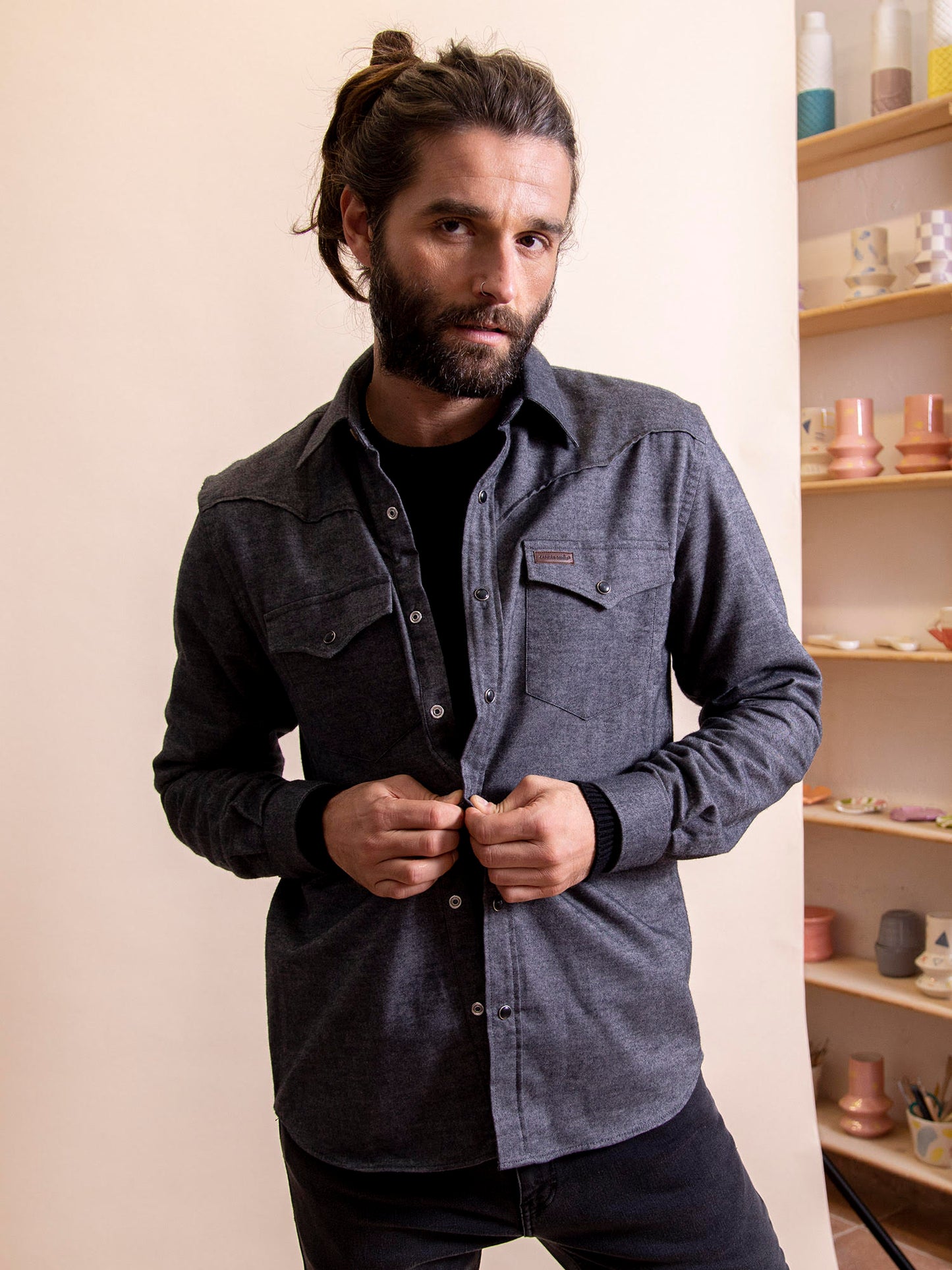 CAMISA CROSBY VINTAGE WESTERN GRIS