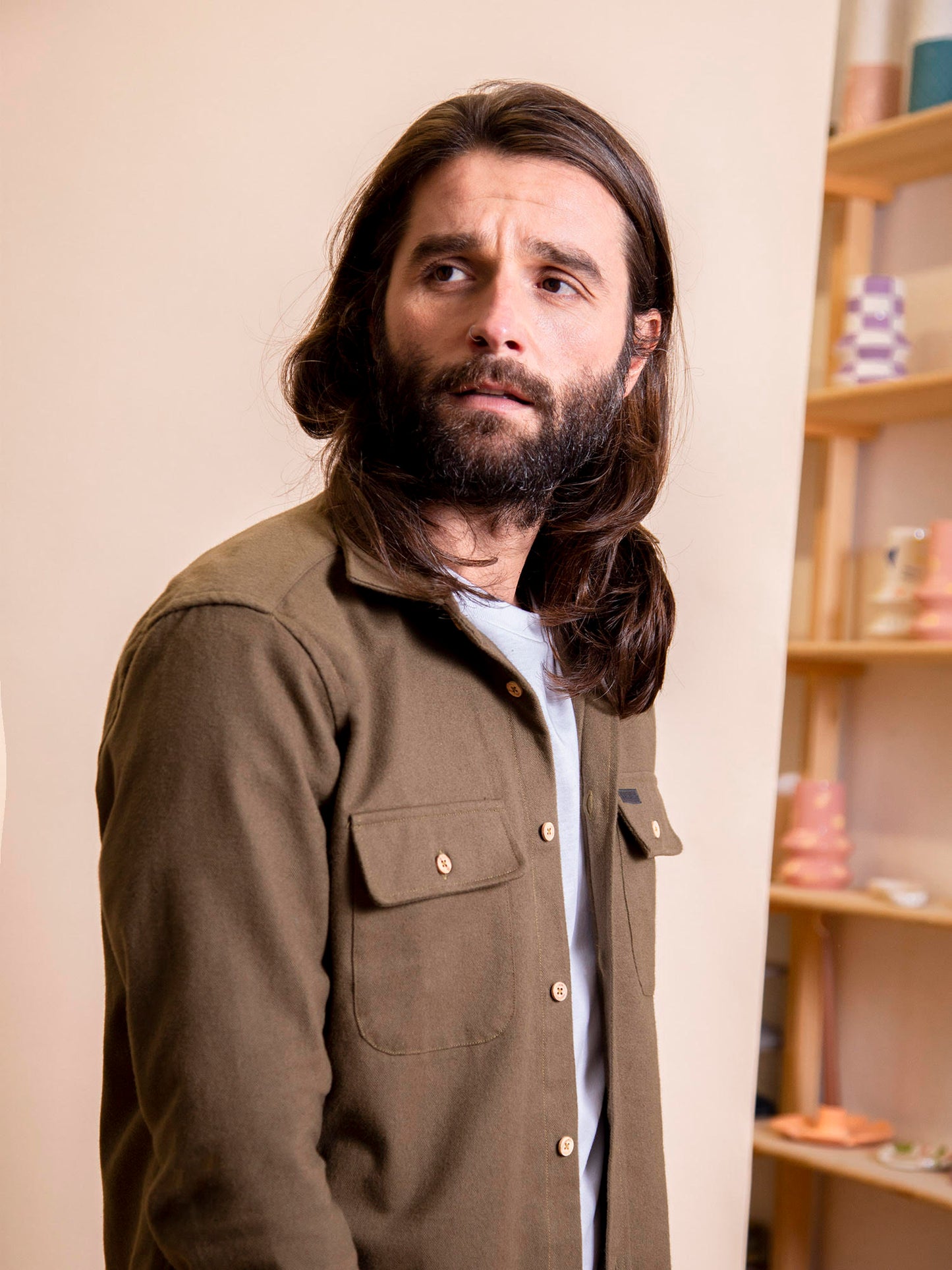 CAMISA WORKER BUFALO FRANELA VERDE