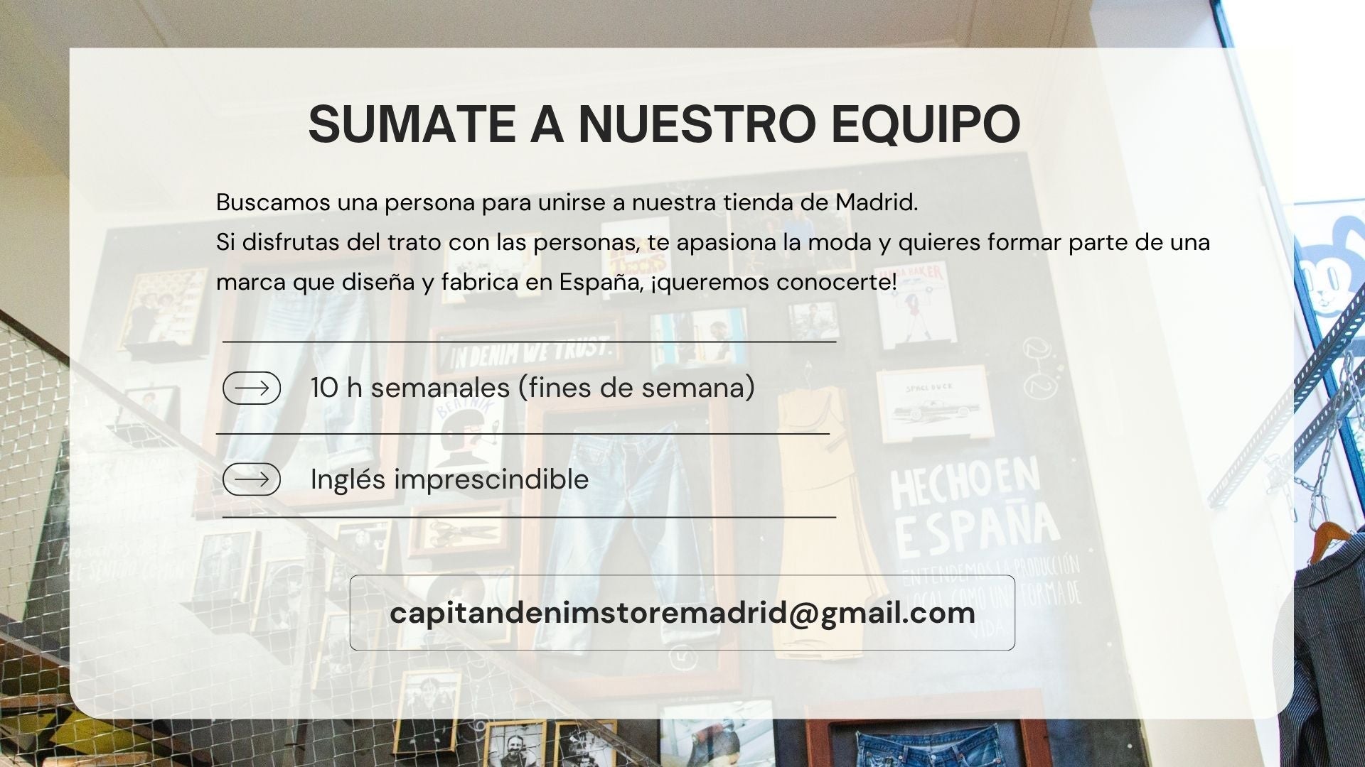 Ampliamos equipo en nuestra tienda de Madrid