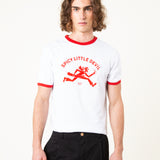 CAMISETA SPICY LITTLE BLANCA RIBETE ROJO UNISEX