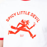 CAMISETA SPICY LITTLE BLANCA RIBETE ROJO UNISEX