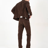 Conjunto de pana marrón de hombre