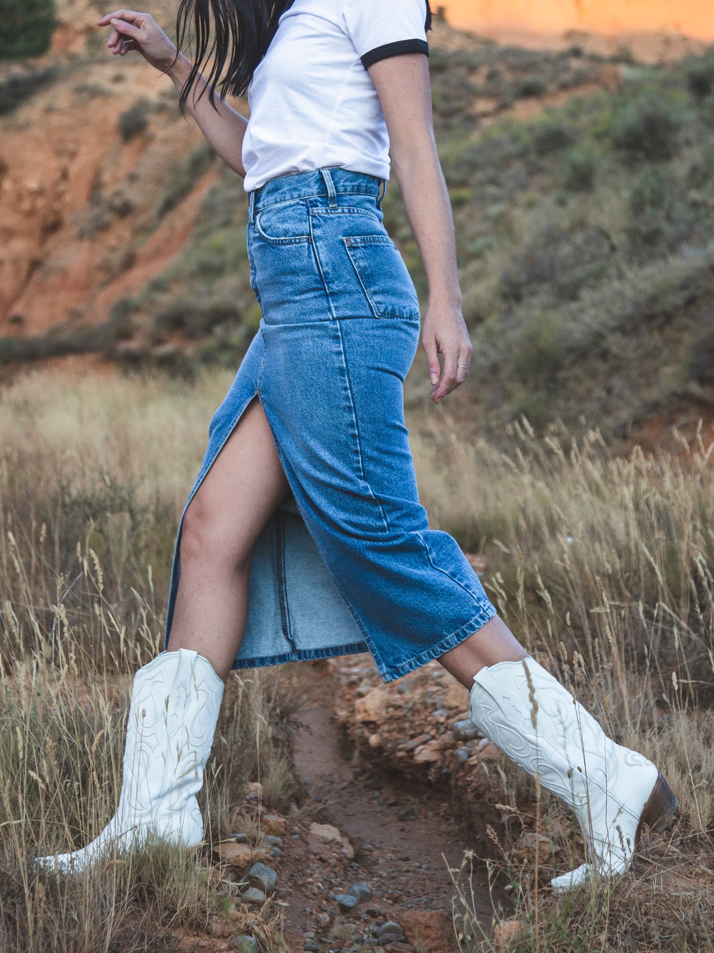 FALDA LARGA VAQUERA DE MUJER MAKI MID VINTAGE BLUE