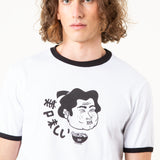 CAMISETA FUTABAYAMA BLANCA RIBETE NEGRO UNISEX