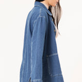 UNISEX SHUTTER MID BLUE DENIM JACKET