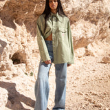 CAMISA RHODA VERDE WESTERN OVERSIZE