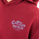 SUDADERA HOODIE BURGUNDY LOGO CAPITAN DENIM