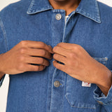 UNISEX SHUTTER MID BLUE DENIM JACKET