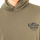 SUDADERA HOODIE KHAKI LOGO CAPITAN DENIM