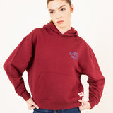 SUDADERA HOODIE BURGUNDY LOGO CAPITAN DENIM