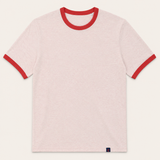 HEATHERED PINK T-SHIRT WITH RED TRIM