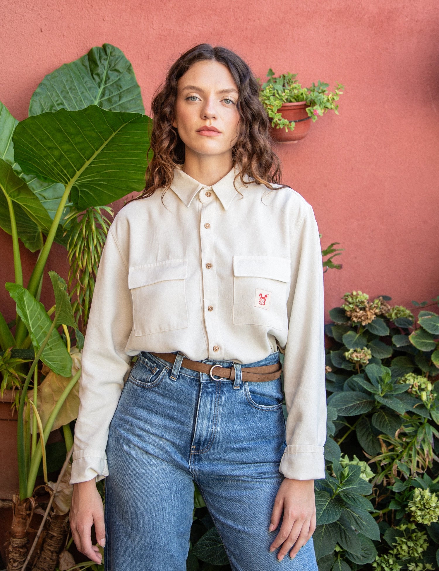 Camisa beige mujer shop