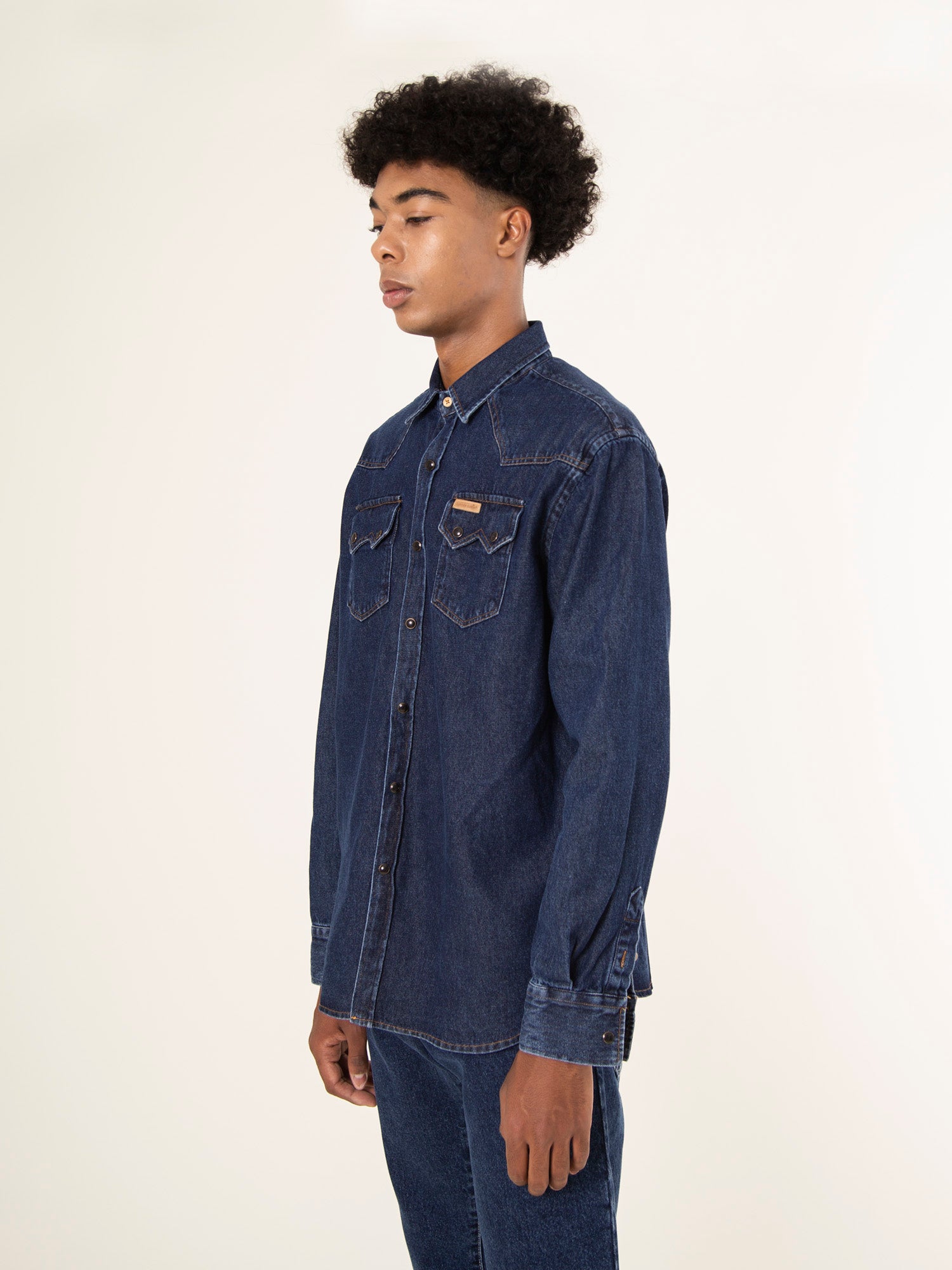 Pantalón Vaquero Camisa Vaquera Azul Oscuro Hombre Camisa Vaquera