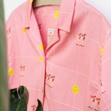HARVEY PINK SMILEY WOMEN'S OVERSIZED SHIRT