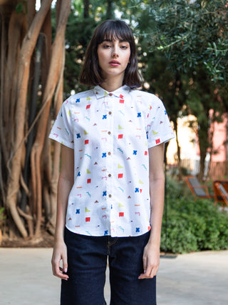 CAMISA REGULAR DE MUJER LUCINDA WHITE ICON