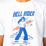 CAMISETA UNISEX DE ALGODÓN ORGÁNICO HELL RIDER BLANCO
