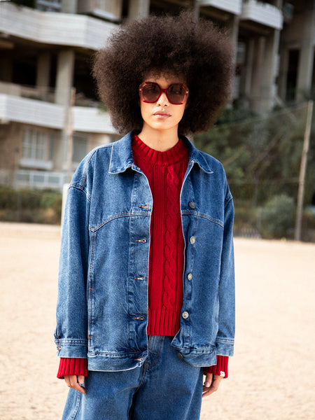 Chamarra Vaquera Oversize Para Mujer - Estilo Vintage Desgastado - Holgada Y Cómoda - Talla S