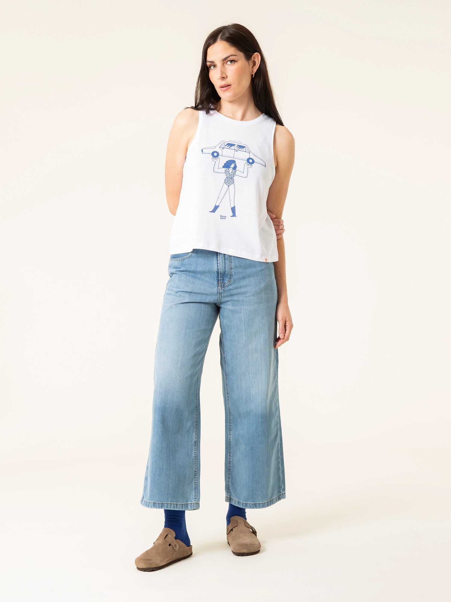 PANTALON VAQUERO DE MUJER CULOTTE SIMONE LIGHT BLUE ORGANIC COTTON
