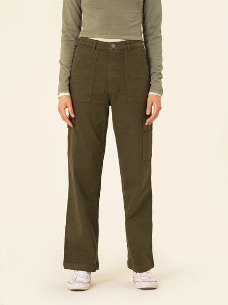 Pantalón Vila Winnie cargo verde ancho para mujer