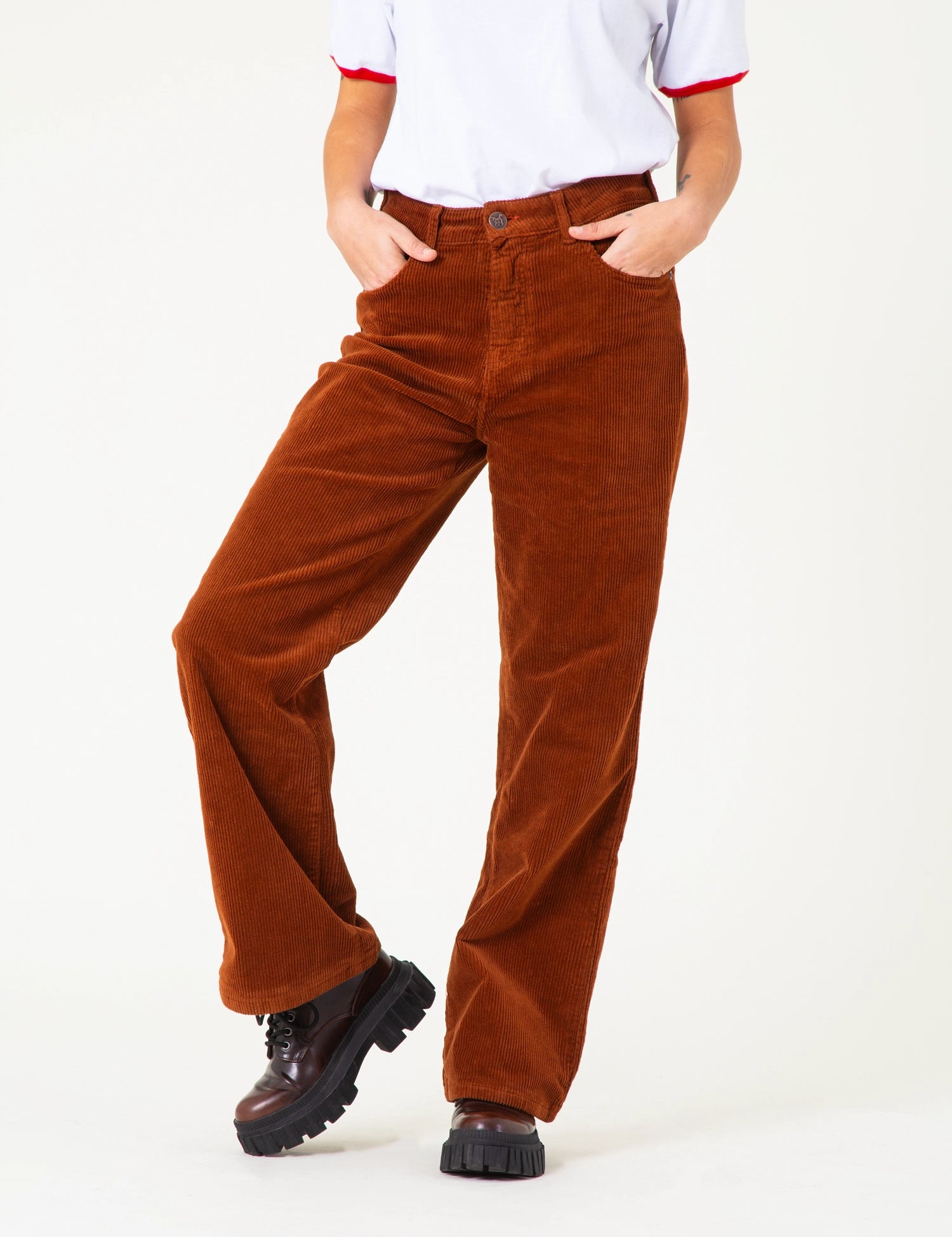 IKETTE DARK BROWN women's corduroy pants – capitandenim