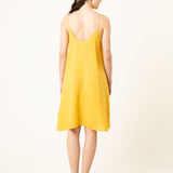 VESTIDO DE TIRANTES OLIVIA MOSTAZA LINO