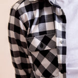 BLACK AND WHITE FURAY WORKER SHIRT